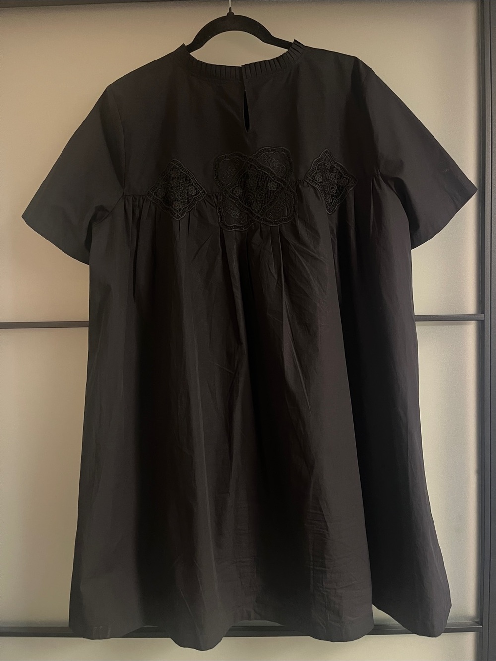 Zara Black Mini Dress with Embroidered Yoke - Picture 3 of 4